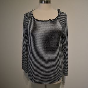 Gibson black white striped long sleeve pullover